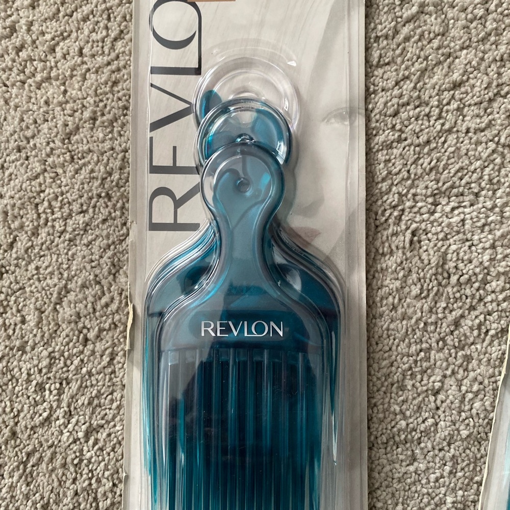 Vintage Revlon Teal Blue Hair Lift Pick Comb 3 Pack RV2516 NOS Sealed Deadstock